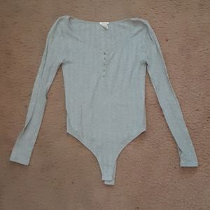 Grey long sleeve bodysuit